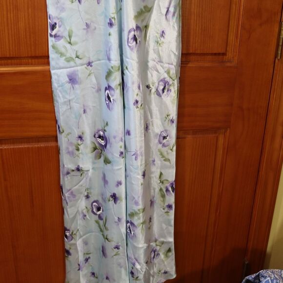 California Dynasty Blue and Purple Floral Long Maxi Slip with Trim Medium - Picture 4 of 12